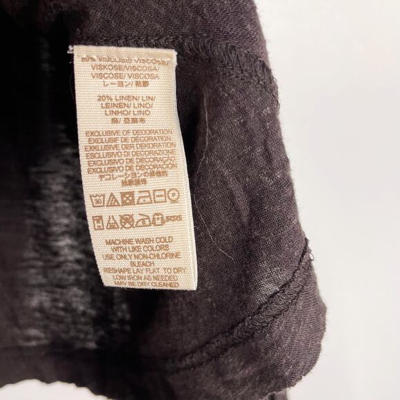 Free People XSmall Dark Gray Femme Fatale Bell Sleeve Top Embroidered Open Back - Picture 9 of 13